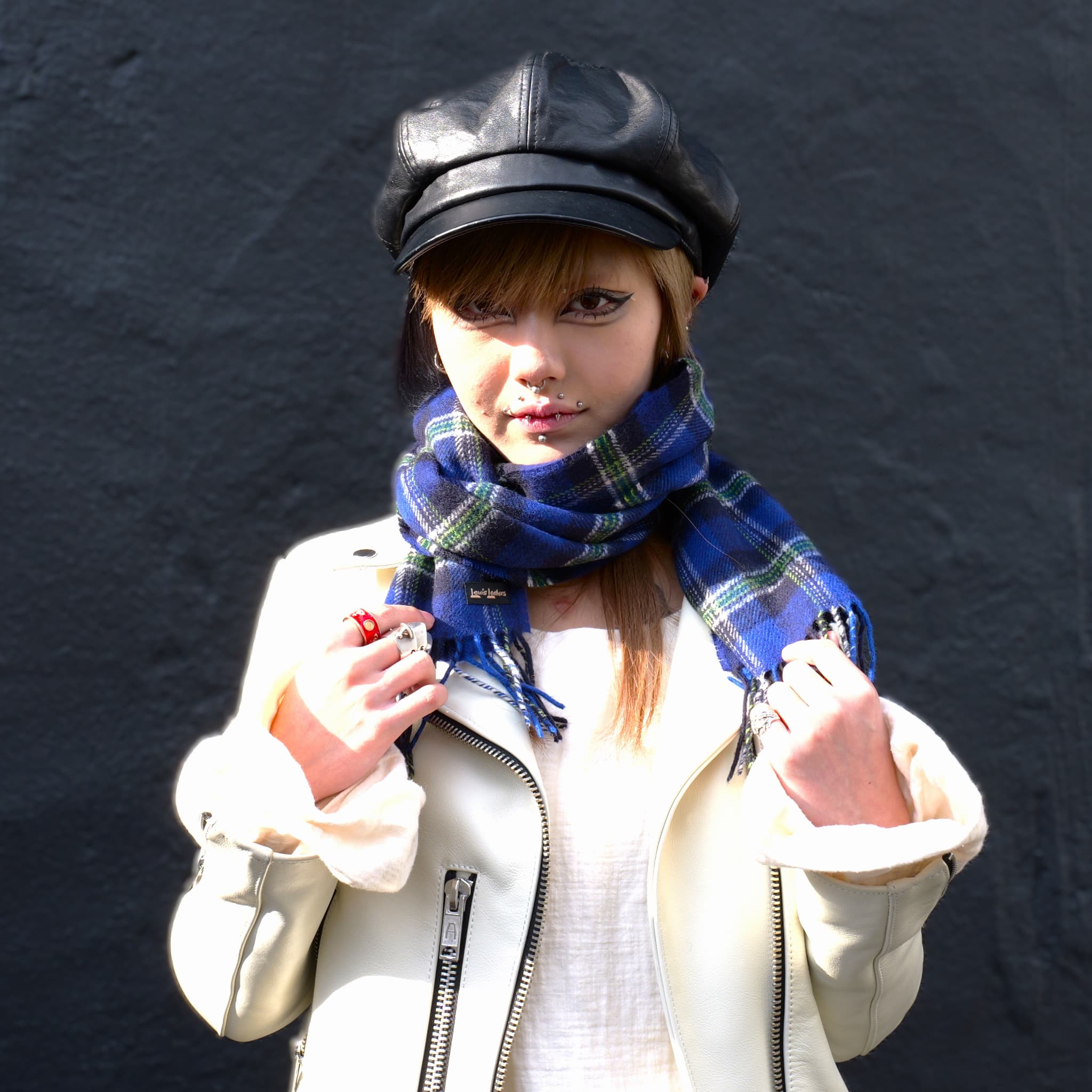 ROLL ウールキャスケット ブラック ロウル ルイスレザー ルード