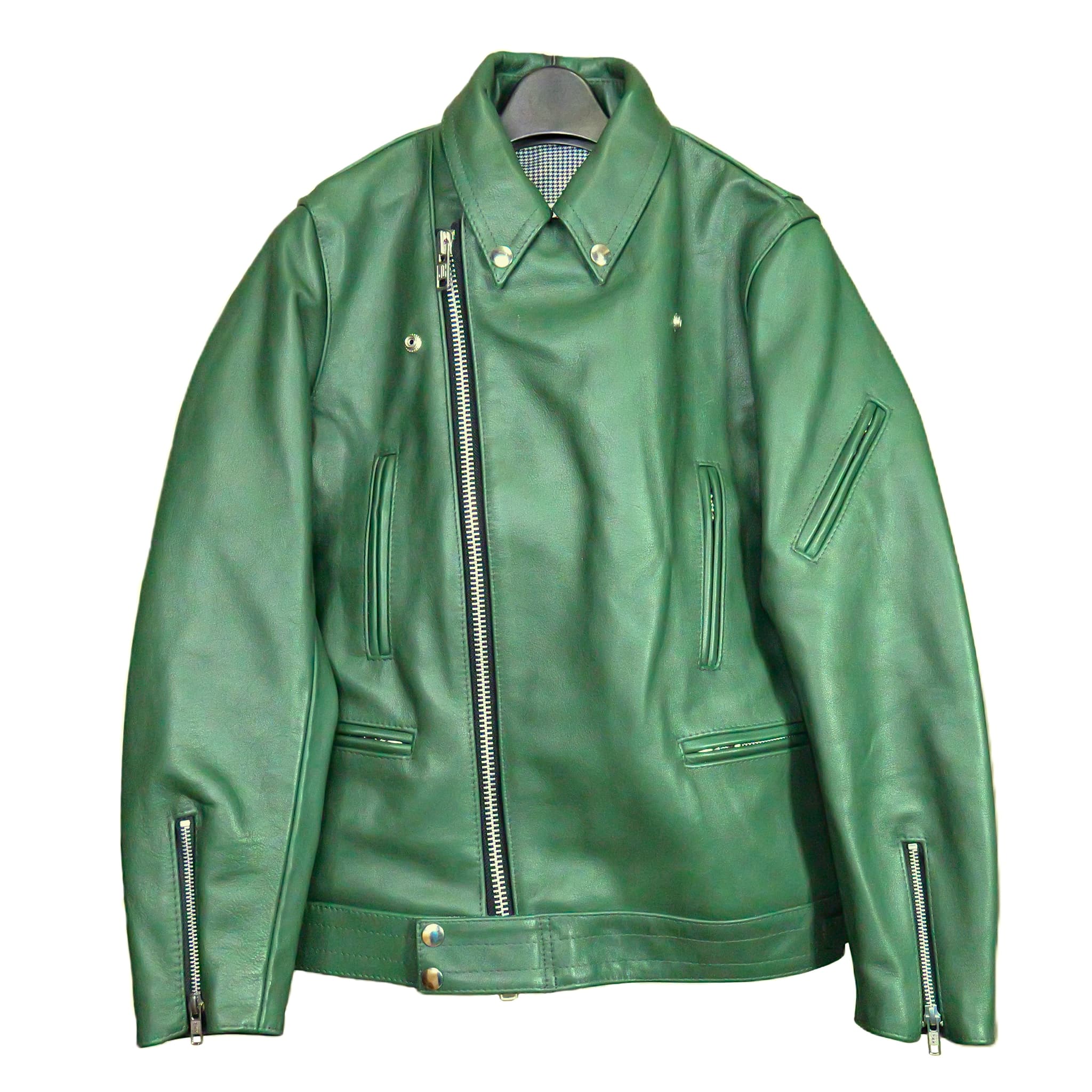 希少】 EKAM 変形 ライダースジャケット ダブルジップ カーキ S 希少