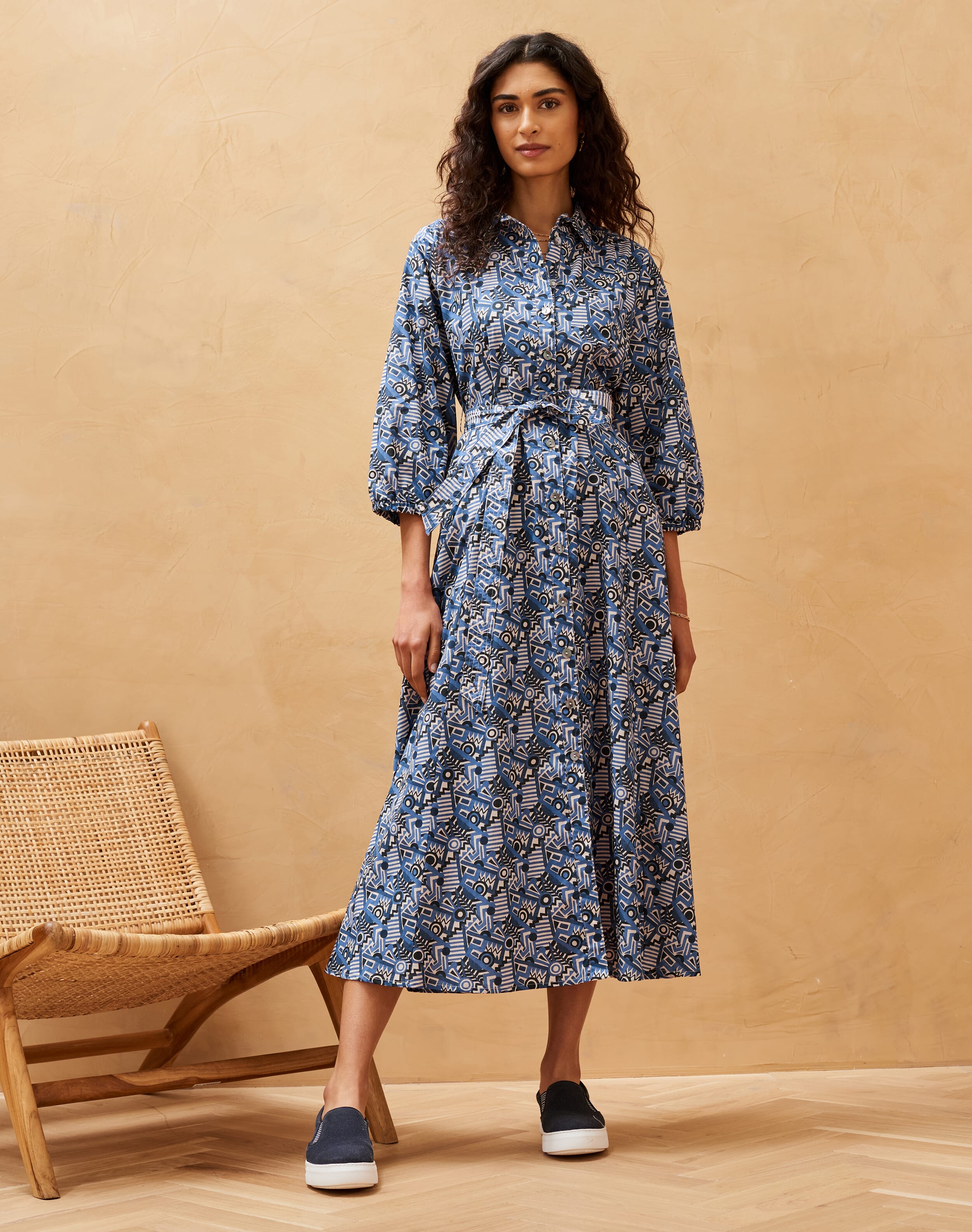 Blue Zigzag Liberty Print Shirt Dress | Women's Dresses | Brora