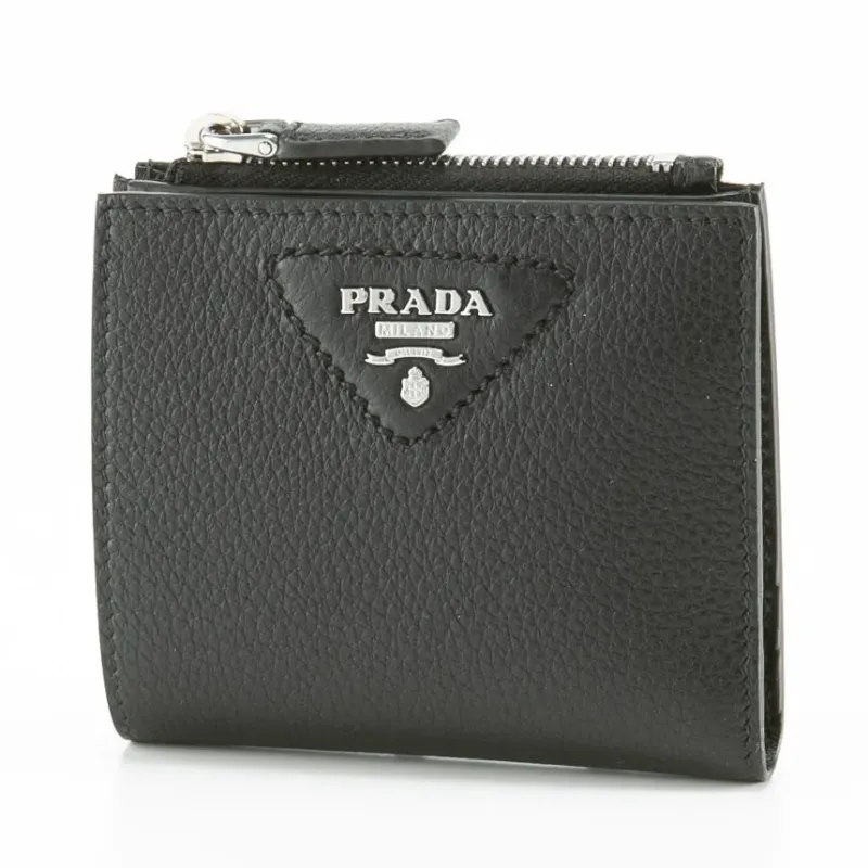 PRADA ブラック レザー 二つ折り財布