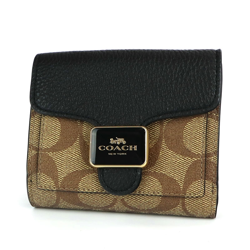 Brandol / COACH コーチ 二つ折り財布 シグネチャー ブラック系 CR428