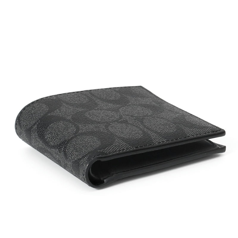 Brandol / COACH コーチ 二つ折り財布 シグネチャー ブラック系 CR428