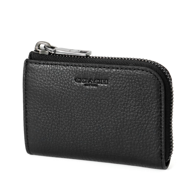Brandol / COACH コーチ 小銭入れ レザー ジップ キー ケース ブラック