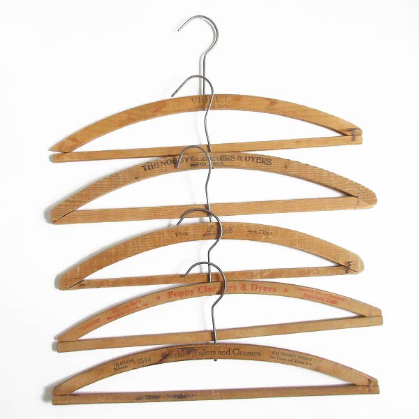 USA製/ビンテージ/企業物/木製ハンガー/5本セット/ウッドハンガー/店舗