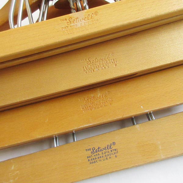 USA製 Setwell ビンテージ 木製 ウッドハンガー 4本セット ジャケット