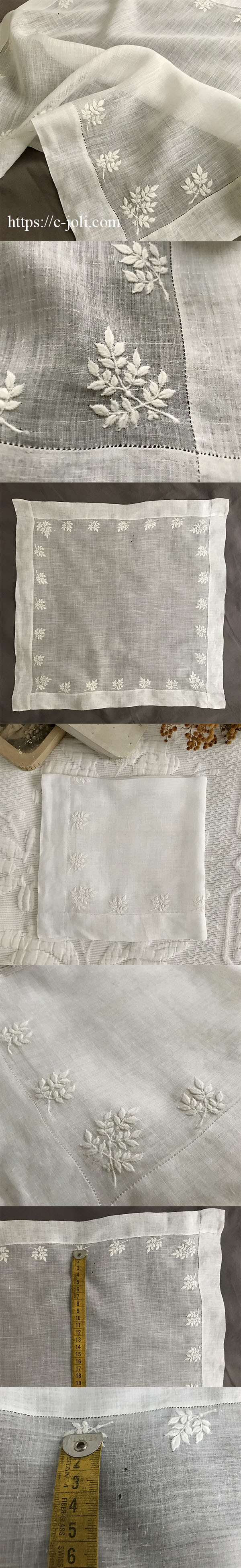 パリの骨董屋さんで購入の繊細なレ―スのハンカチ、アンティーク