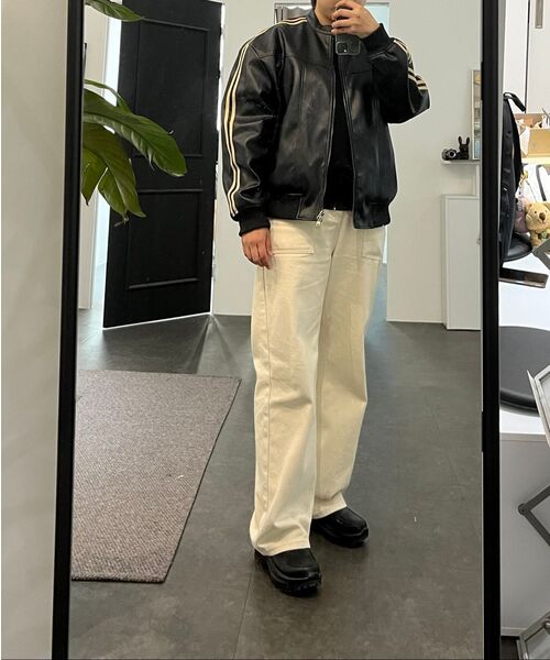 ヴィンテージトラックバイカーレザージャケット - ブラック