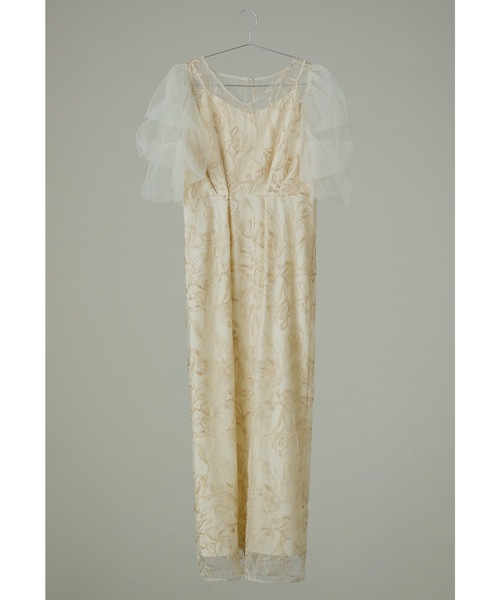 フラフィースリーブペンシルドレス 結婚式 パーティードレス