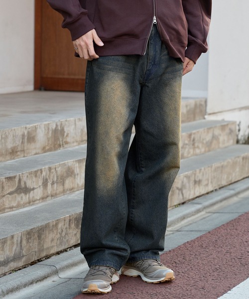 ヴィンテージライクオーバーダイワイドデニムパンツ MONO-MART│MONO