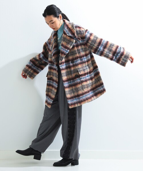 コート BEAMSraybeams チェックWハーフコート