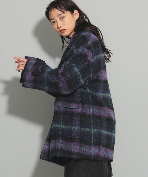 コート BEAMSraybeams チェックWハーフコート