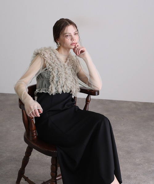 袖あり&ミモレ丈同窓会3点セットセレモニー結婚式フォーマル