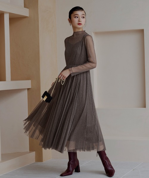 オケージョンドレス/結婚式】ラメチュールメロウワンピース 披露宴