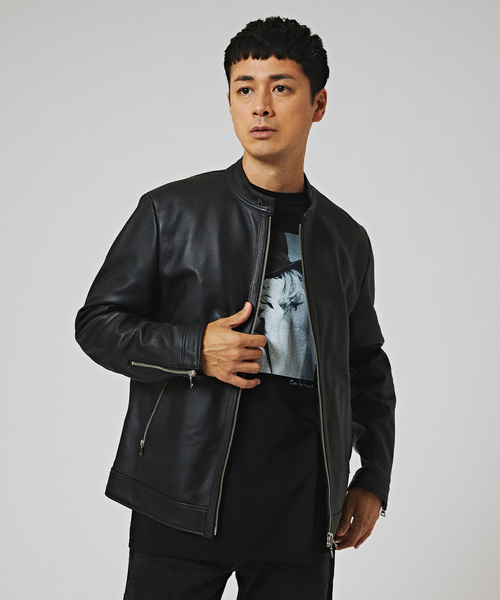 セール】ナッパレザー シングルレザーライダースジャケット