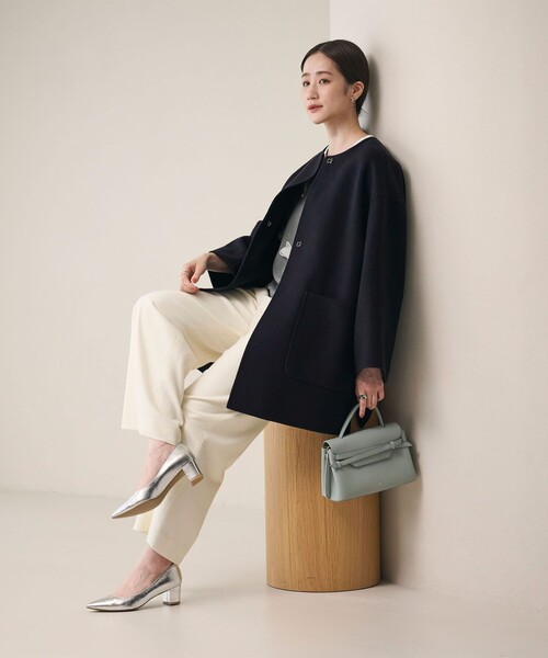 バイカラー リバー ミドルコート ネイビー ブラック バイカラー リバー