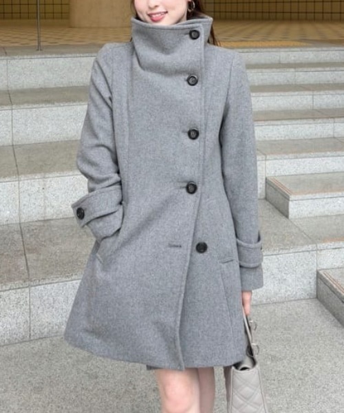 セール】25オーバーネックシンデレララインミニコート 秋服 冬服