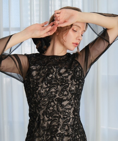 セール】【ANDRESD】leaf embroidery back design dress 結婚式