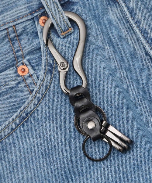 日本製 栃木レザー 編みベルト付き ダルマカラビナ キーホルダー