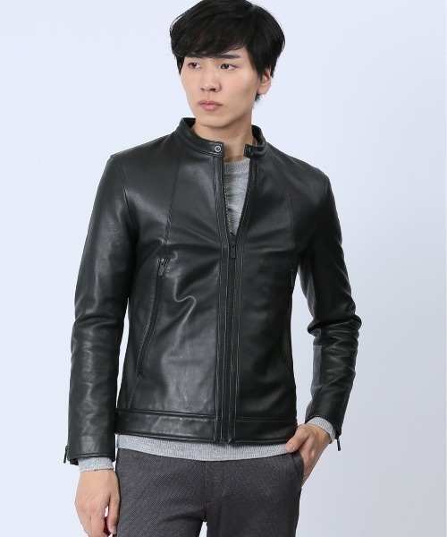 良品！手触り最高！高級レノマオム ラムレザーシングルライダース