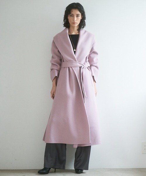 ANAYI リバーシャルムフードコート Mサイズ アイボリー ベルトリボン