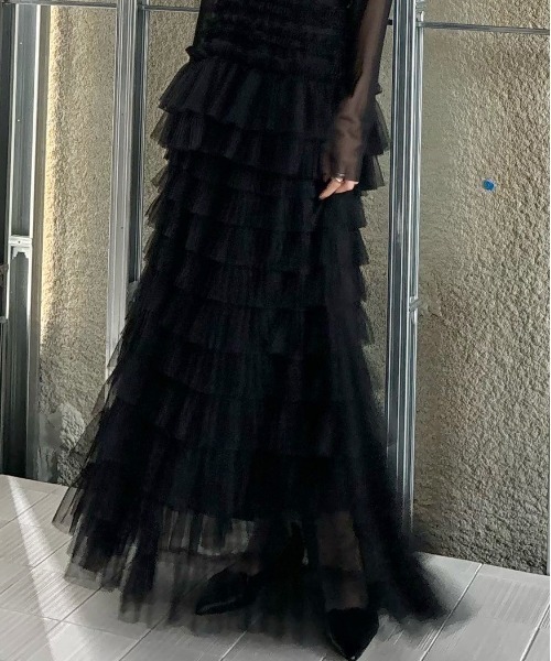 BLACK TULLE RAFFLE SKIRT（スカート）｜Ameri（アメリ）の