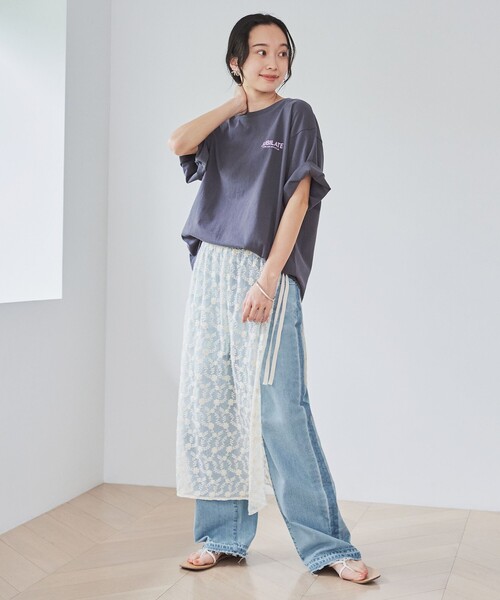 セール】フラワーモチーフバックプリントTシャツ（Tシャツ/カットソー