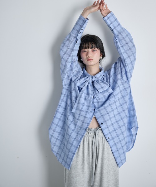 ビッグボウタイグラフチェックシャツ（シャツ/ブラウス）｜THE YOn