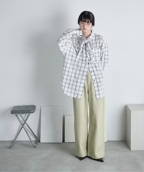ビッグボウタイグラフチェックシャツ（シャツ/ブラウス）｜THE YOn