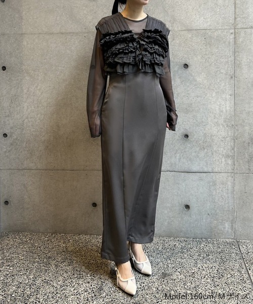 セール】【ANDRESD】taffeta tulle vest set dress 3点セット ボレロ