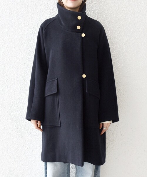 セール】SHIPS any: カシミヤ ミックス スタンドカラー ミドル コート