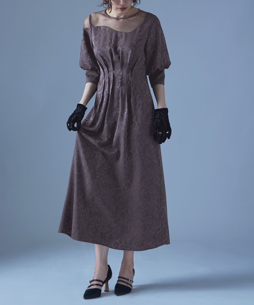 ミアンダリングウエストタックフレアドレス（ドレス）｜etoll.（エトル