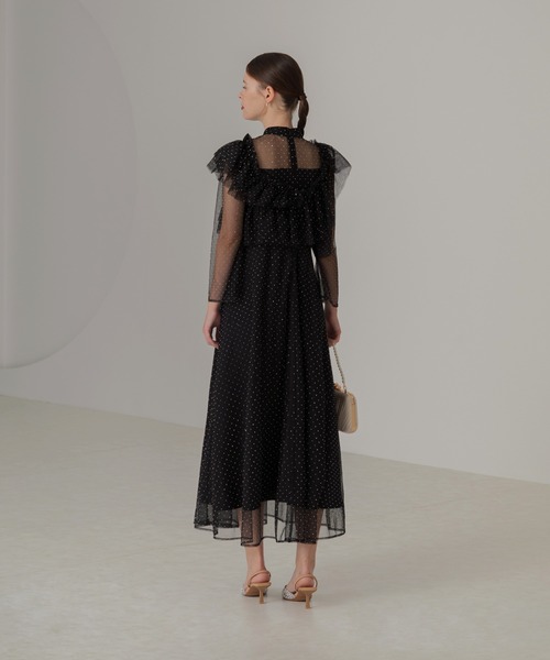 セール】【LEJA】2wayドットストーンギャザーチュールAラインドレス 2