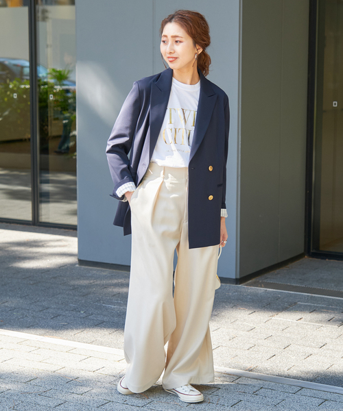 新品タグ付きSpick & Span ホワイト36ハイウェスト ワイドパンツ Spick