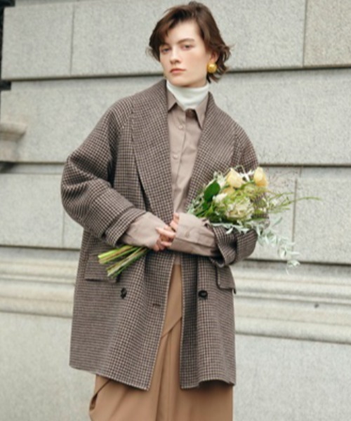Mila Owen ハーフ丈チェックコート Mila Owen（ミラオーウェン）の「接