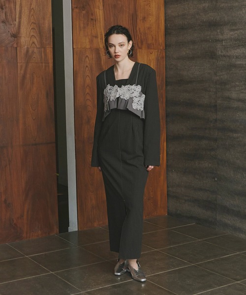 ピンストライプテーラードビスチェドレス / pinstripe tailored