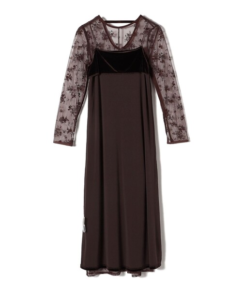 kaene:フロッキー レース ポリエステルベロア 2WAY ドレス（セレモニー