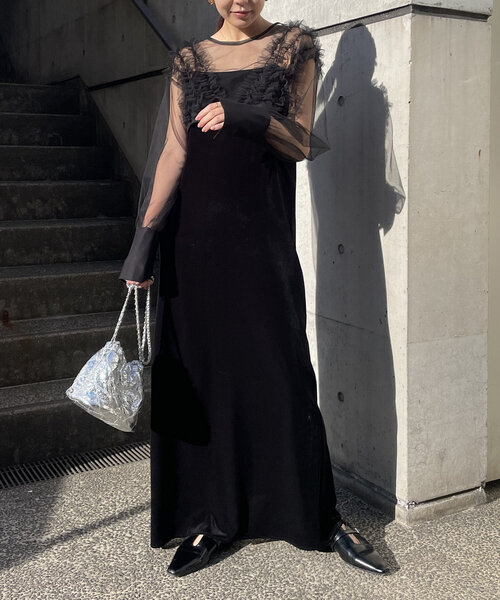 セール】【オケージョン】【サイズ展開あり】チュールフリルベロア