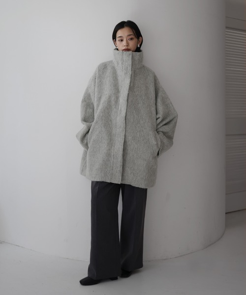 セール】シャギースタンドカラーコート（ステンカラーコート）｜hellam