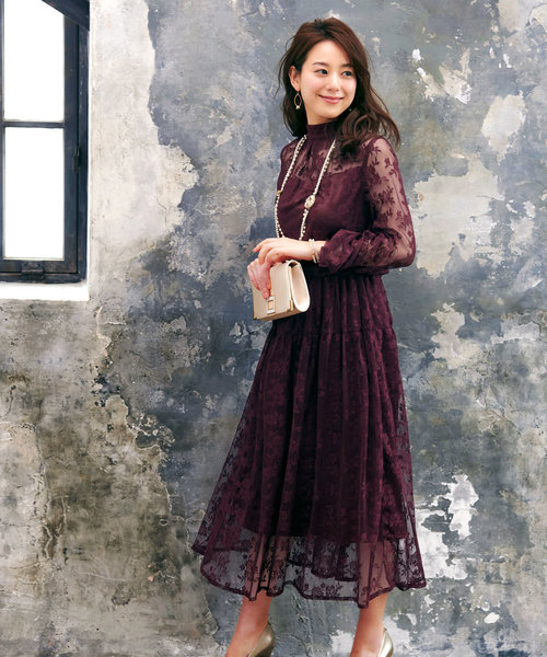 セール】【オケージョンドレス/結婚式】クチュールレースロング