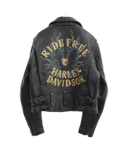 ブランド古着】ファイヤーパターン バックロゴ刺繍 カウレザーシングル