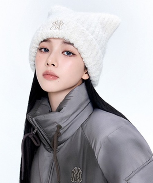 MLB KOREA-フワモコ ミャオ ビーニー【猫耳ビーニー】（ニットキャップ