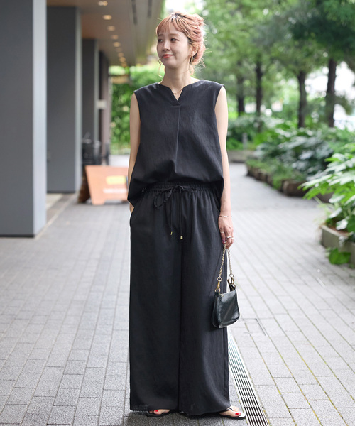 2点セット》ウォッシャブル / リネンライクセットアップ（つなぎ