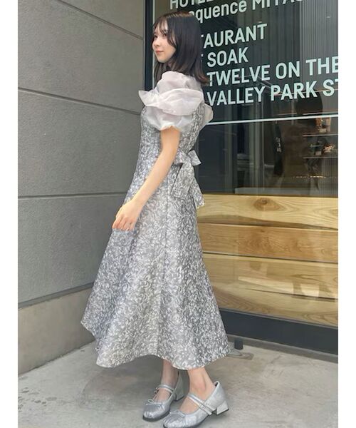 セール】シアーベールジャガードワンピース（ドレス）｜dazzlin