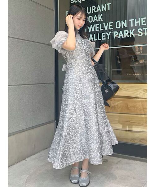 セール】シアーベールジャガードワンピース（ドレス）｜dazzlin