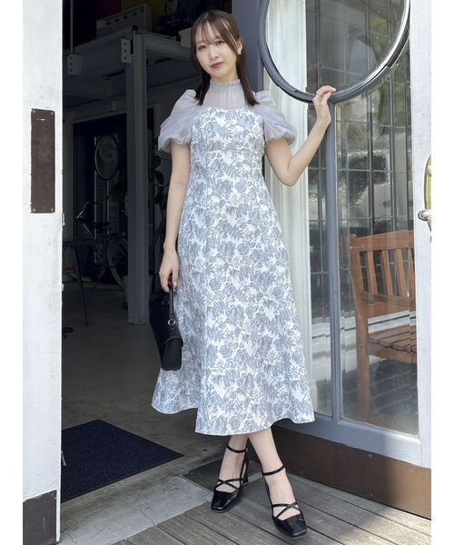 セール】シアーベールジャガードワンピース（ドレス）｜dazzlin