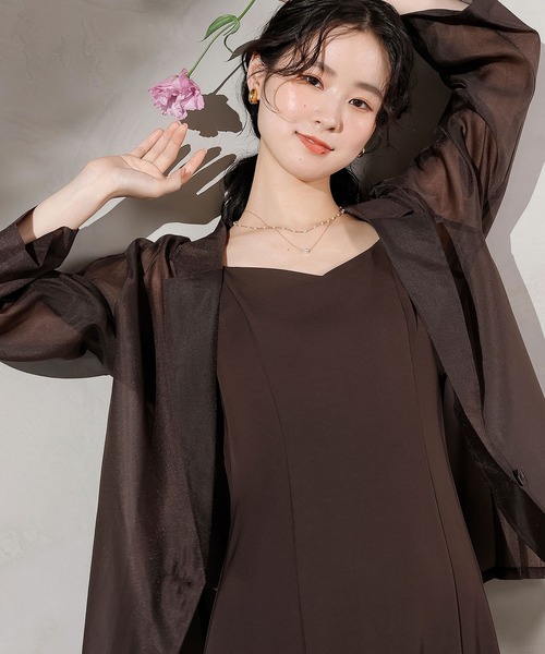 セール】裾フリルキャミワンピース シアージャケット 2点セット ドレス