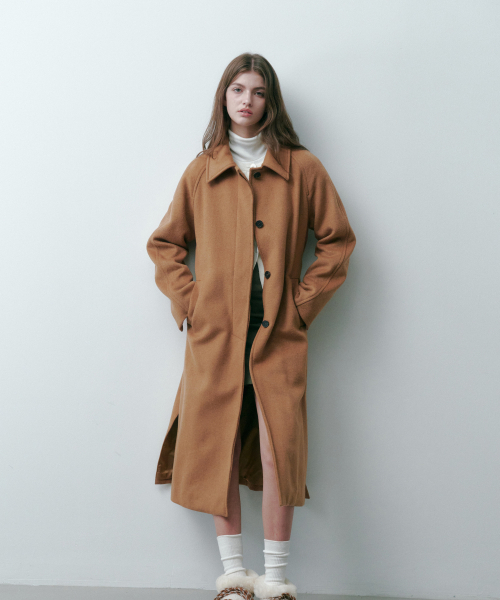 ウールバルマカンシングルコートベージュ4W224I301（チェスターコート