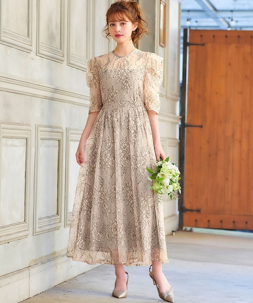 girl（ガール）の「パフスリーブ総レース フレア ロング 結婚式