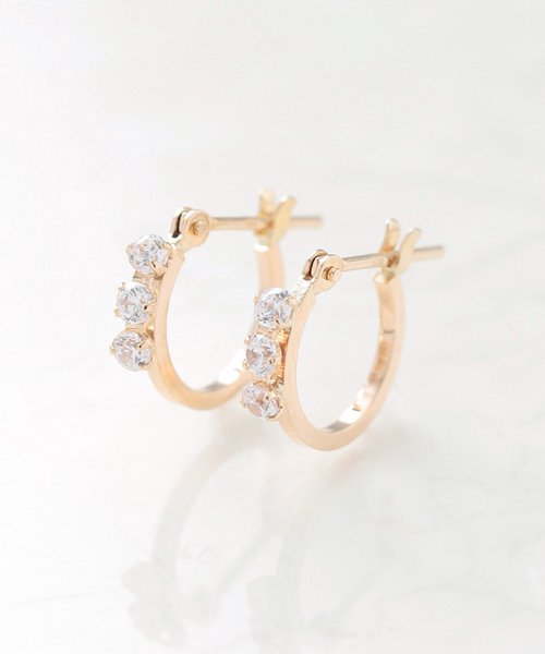 NOIR DE POUPEE（ノワールドプーペ）の「K10 2連 フープピアス（ピアス