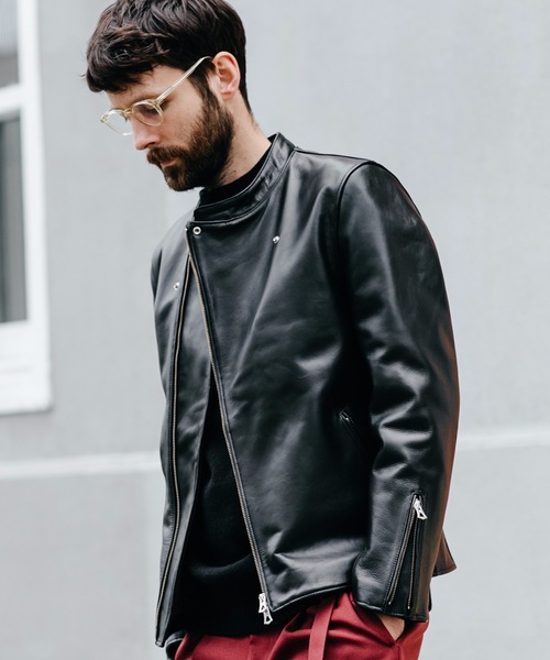 ミスターオリーブ シングルライダースジャケット ソフトレザー 羊革